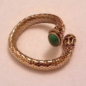 Snake Mesh Cabochon Gold Bracelet